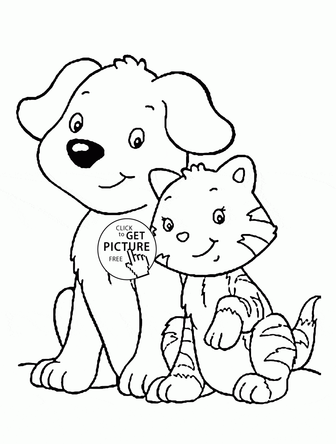 Cat And Dog Coloring Page For Kids Animal Coloring Pages 