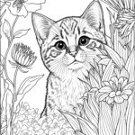 Cat Coloring Pages Printable With Flowers Cat And Flower Coloring Pages