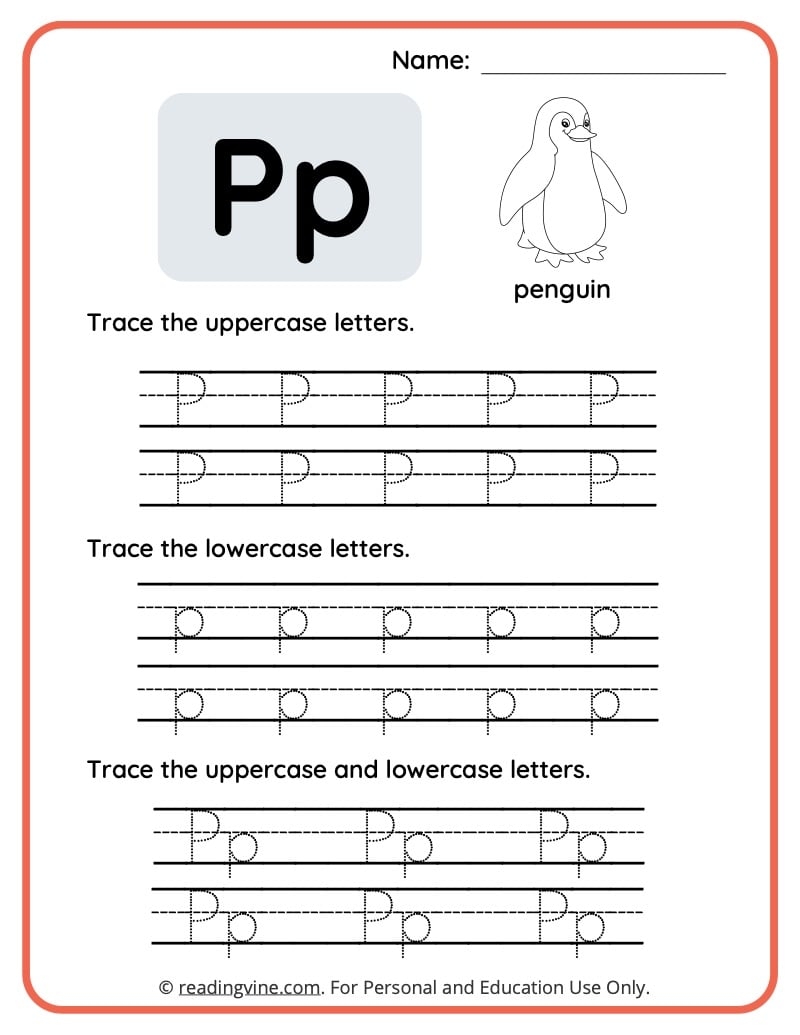 Catholic Alphabet Letter P Worksheet Preschool Kindergarten 