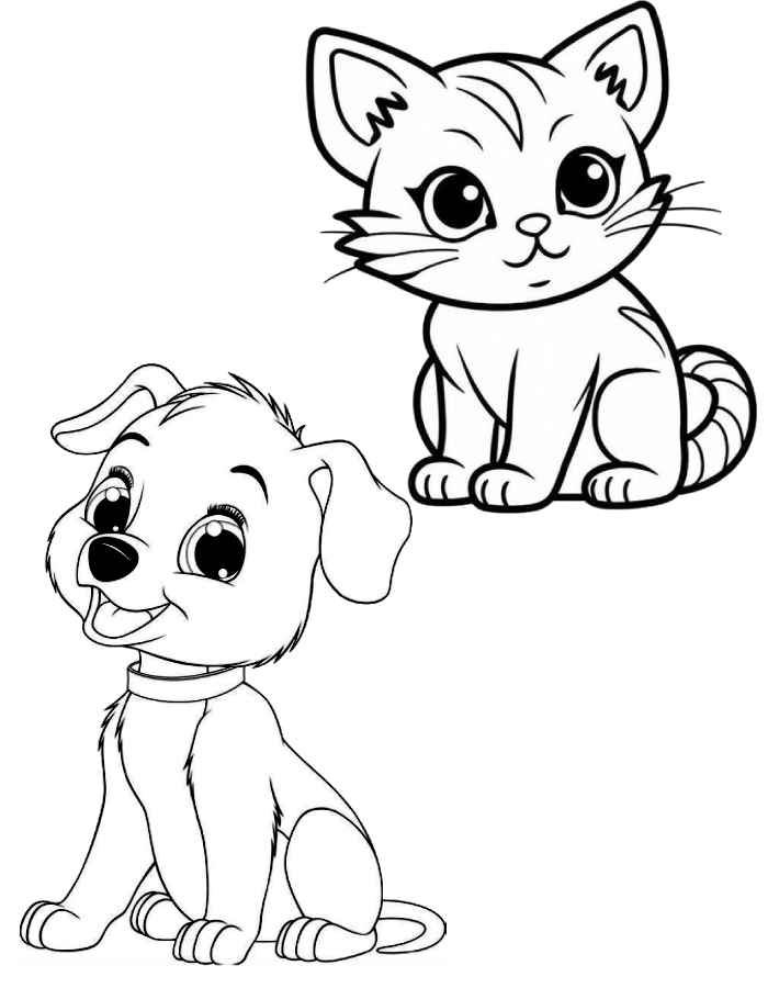 Cats And Dogs Coloring Pages Free Printable PDF 