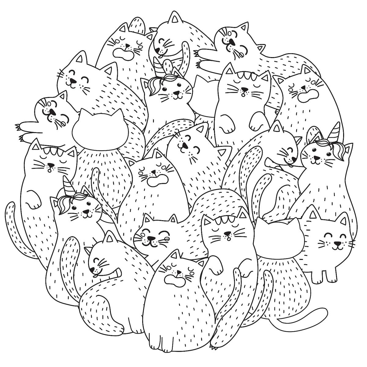 Cats Coloring Pages Printable Adults Coloring Gatos Zentangle Katzen 