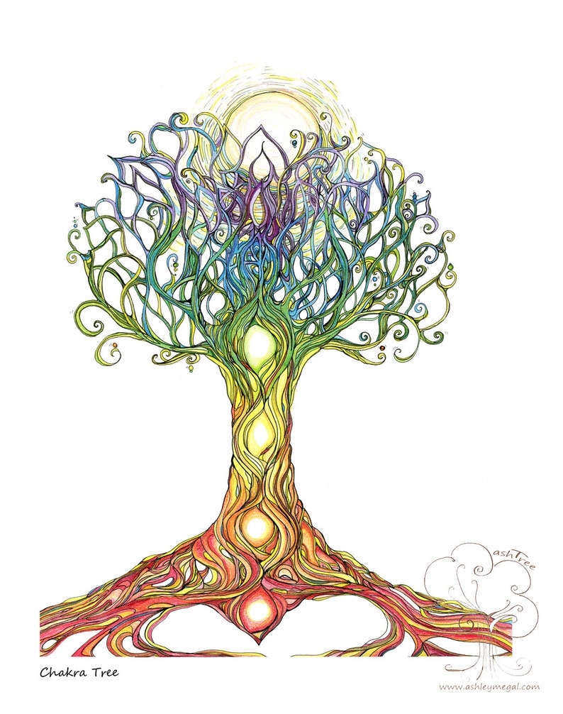 Chakra Tree Print Etsy