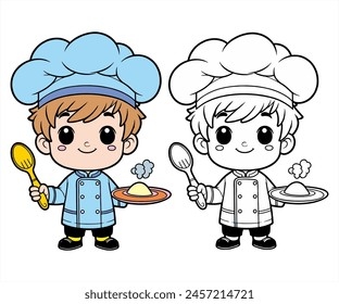 Chef Coloring Page Coloring Examples Kindergarten Stock Illustration 