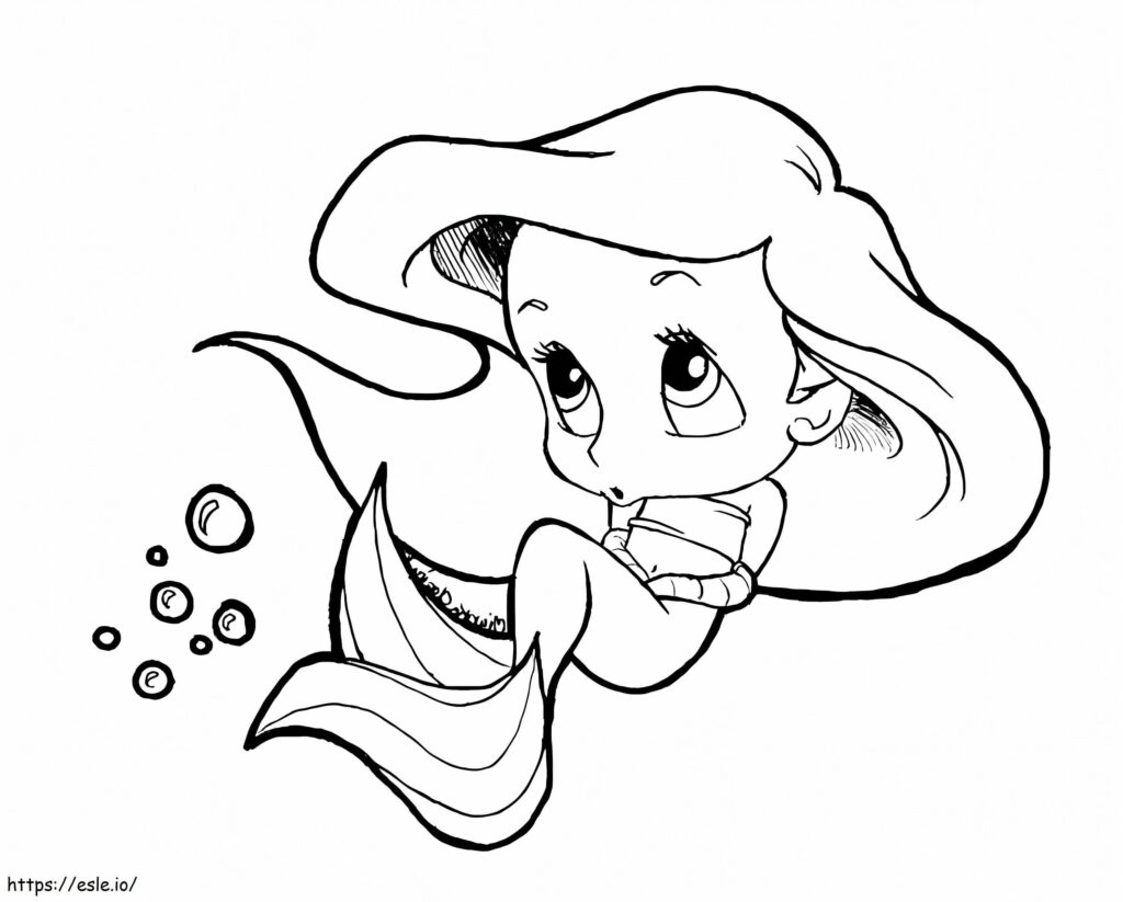 Chibi Ariel Coloring Page