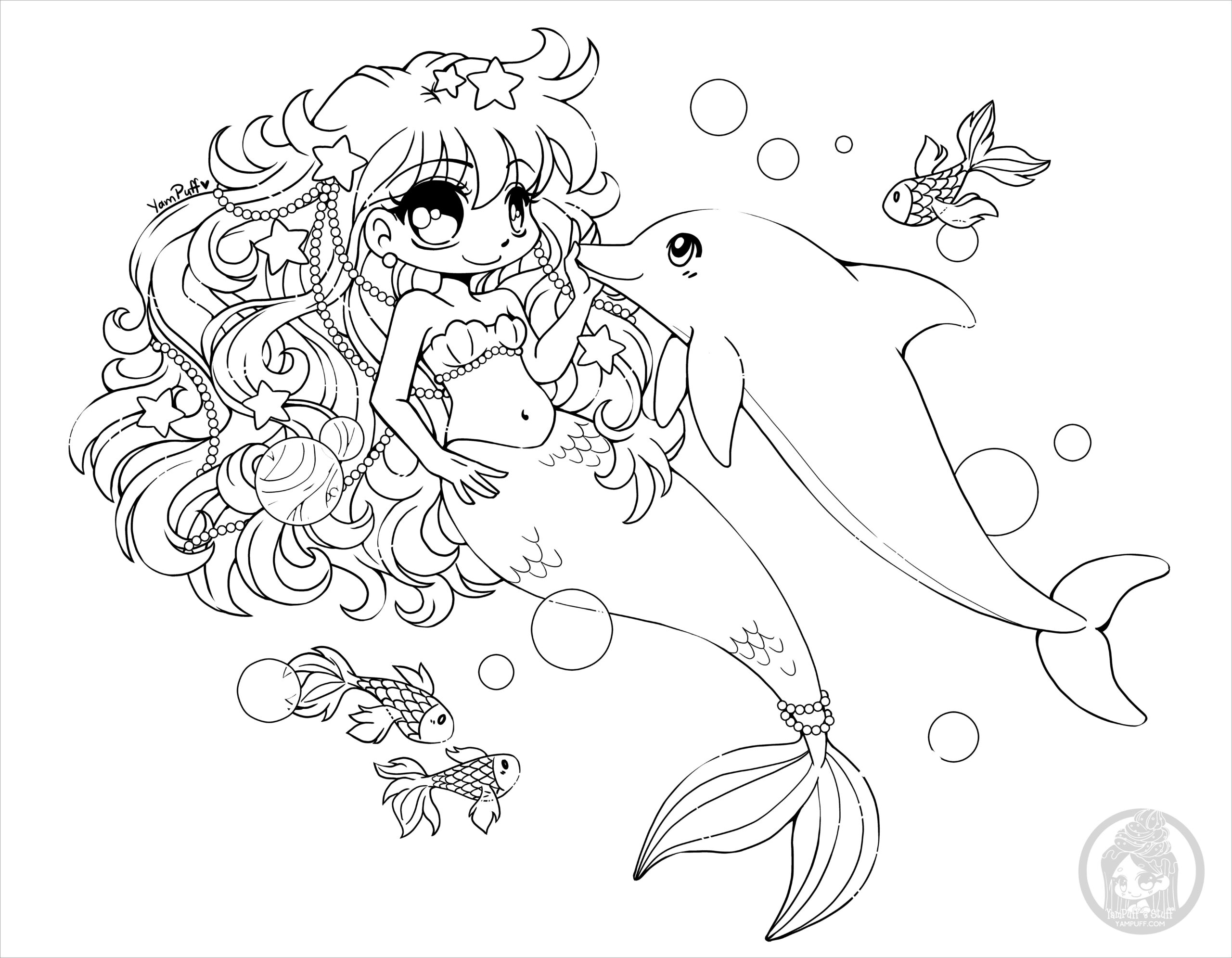 Chibi Mermaid Coloring Pages ColoringBay