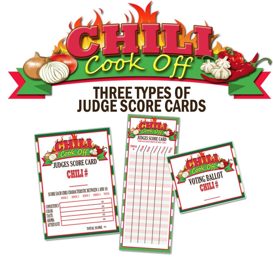 Chili Cook Off Score Cards Chili Cook Off Judges Score Cards Etsy
