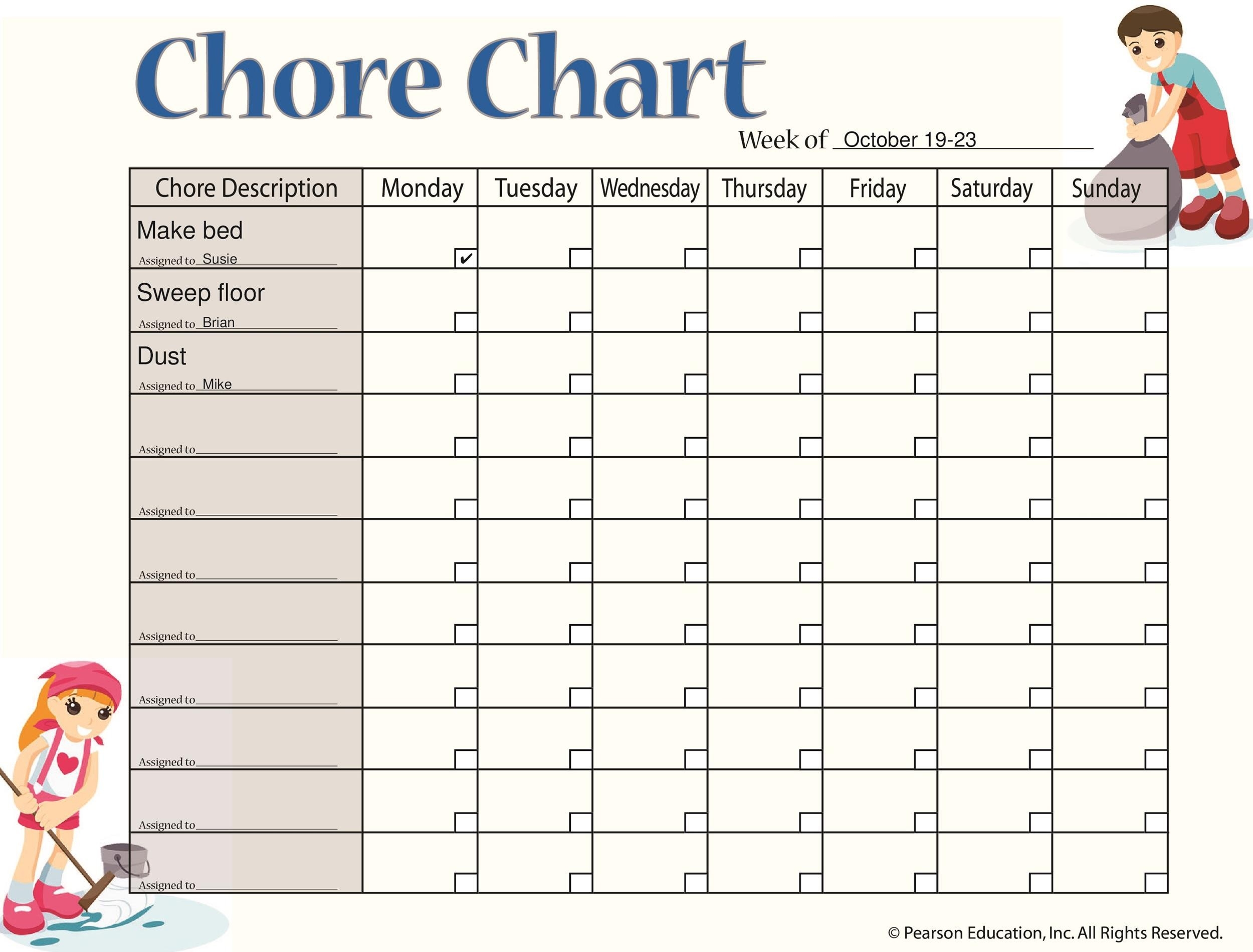 free printable chore chart template