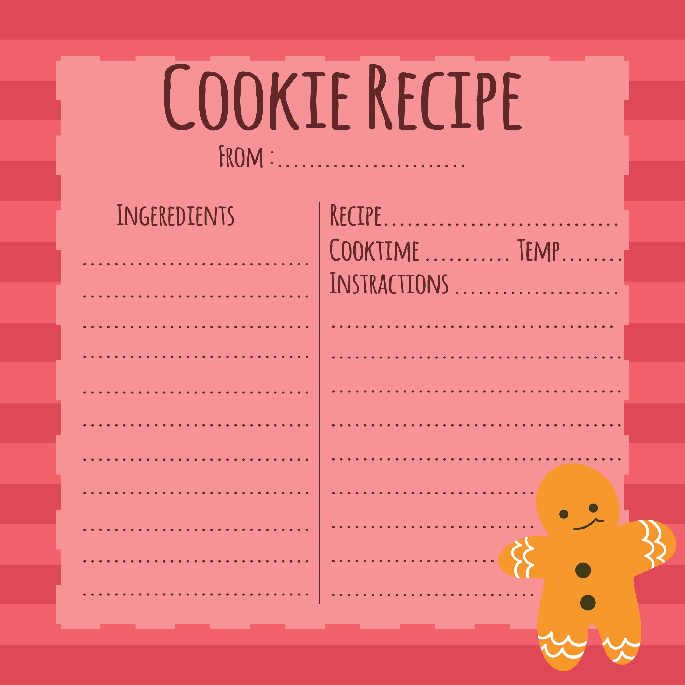 Christmas Cookie Recipe Cards 7 Free PDF Printables Printablee