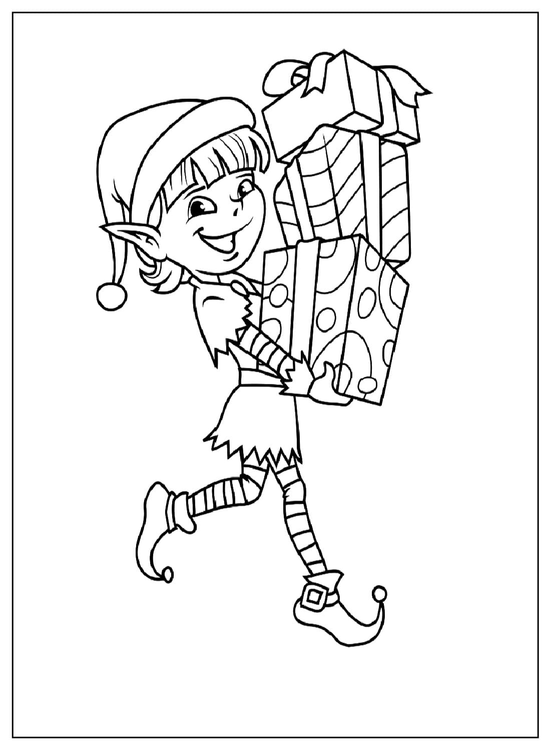 Christmas Elf Coloring Pages Free Printable Coloring Pages