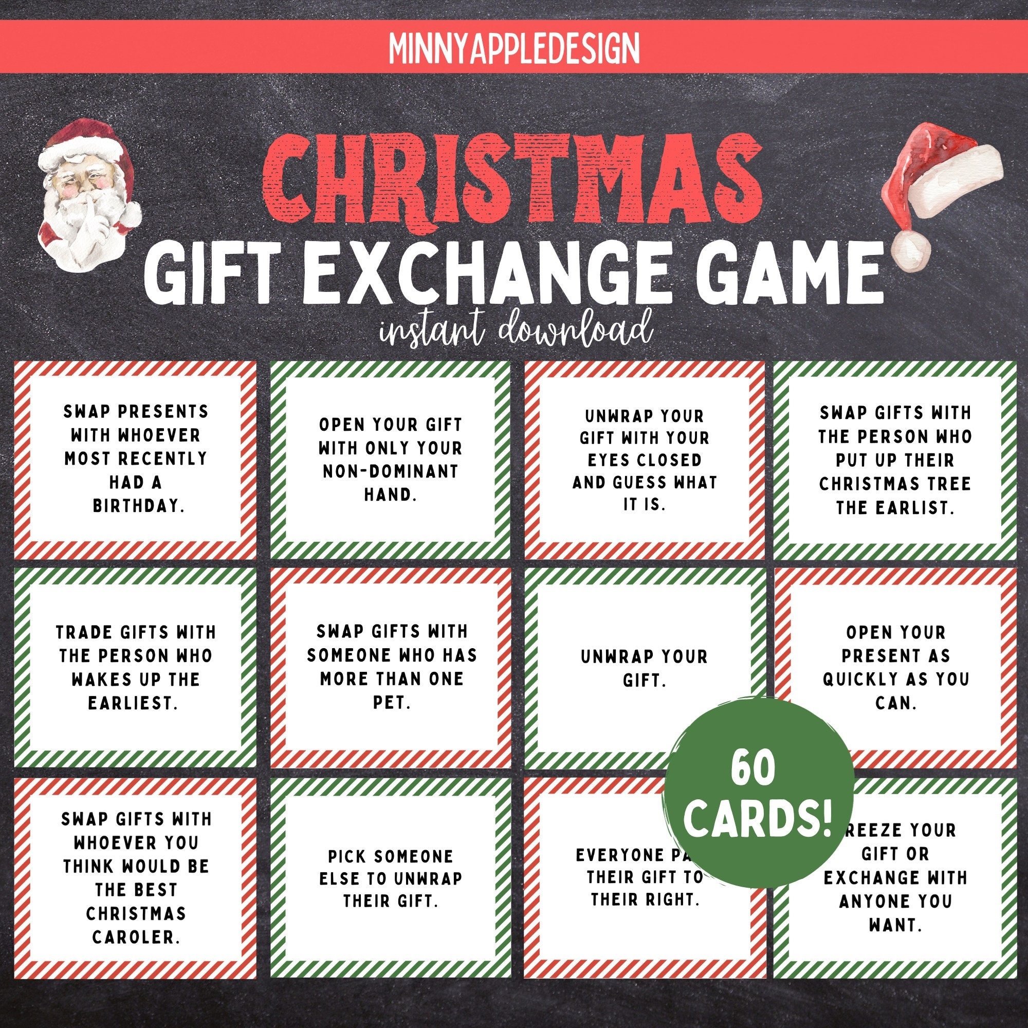 Christmas Gift Exchange Game Printable Christmas Game White 