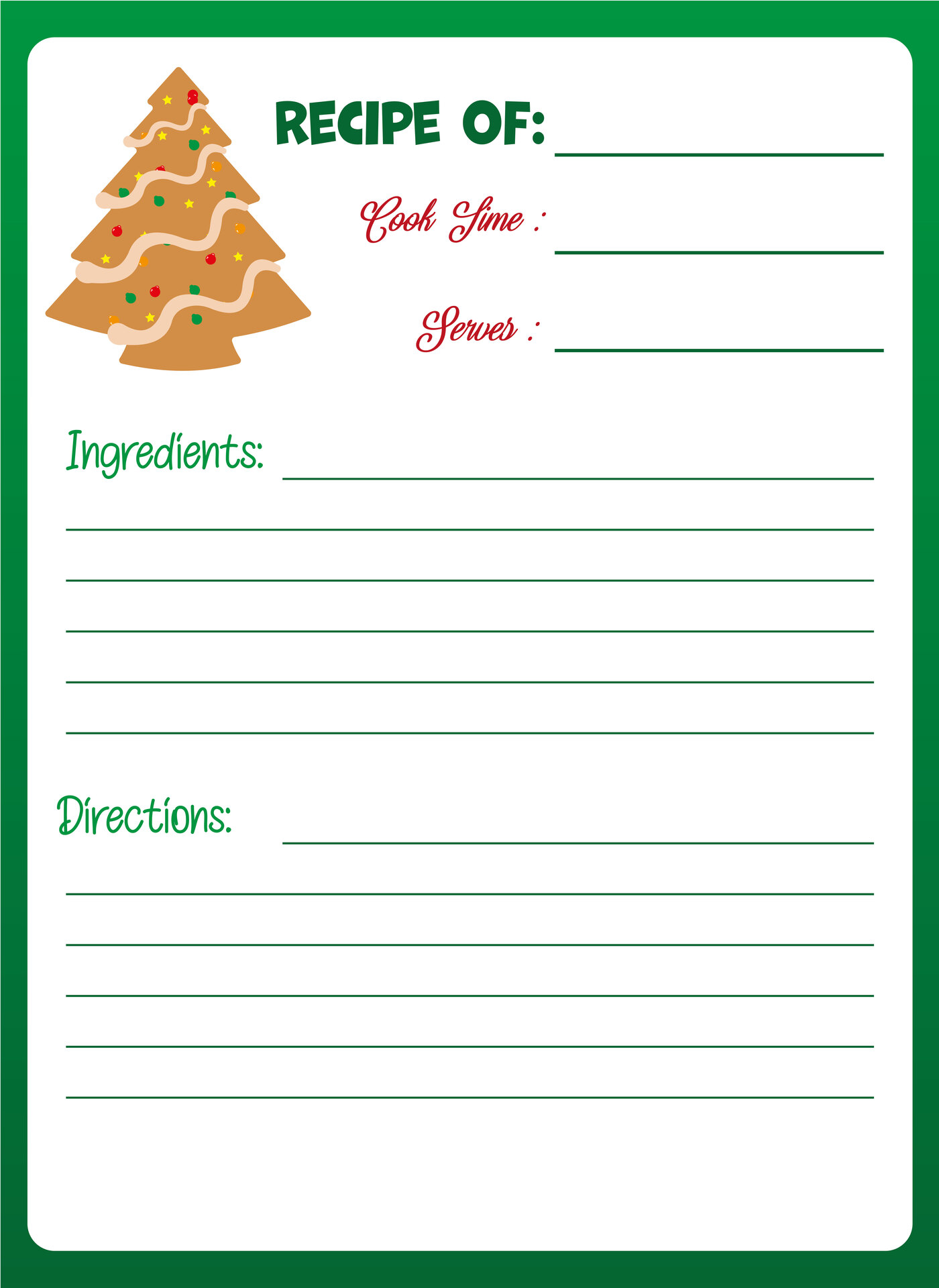 Christmas Recipe Card Template 13 Free PDF Printables Printablee