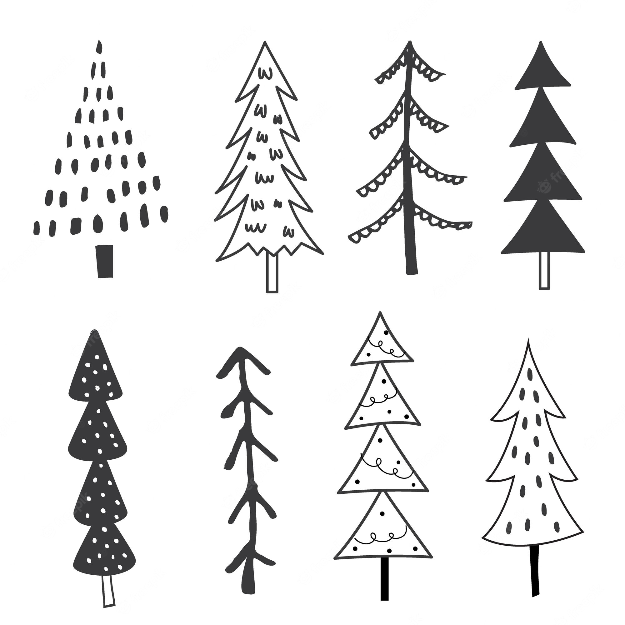 Christmas Tree Black And White Clip Art Library