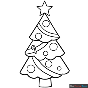 Christmas Tree Coloring Page Easy Drawing Guides