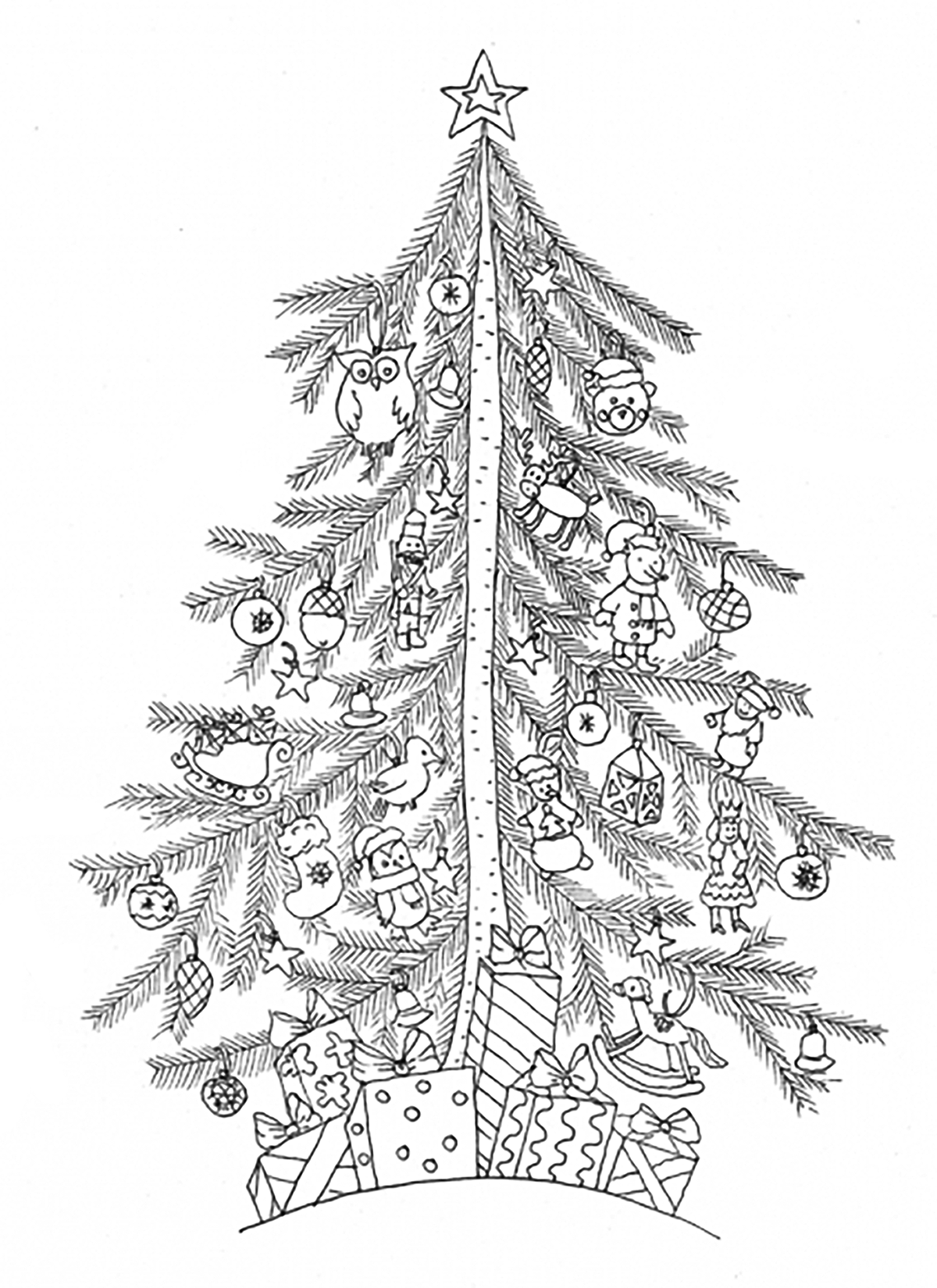Christmas Tree Coloring Pages For Adults Tree Christmas Coloring Adult 
