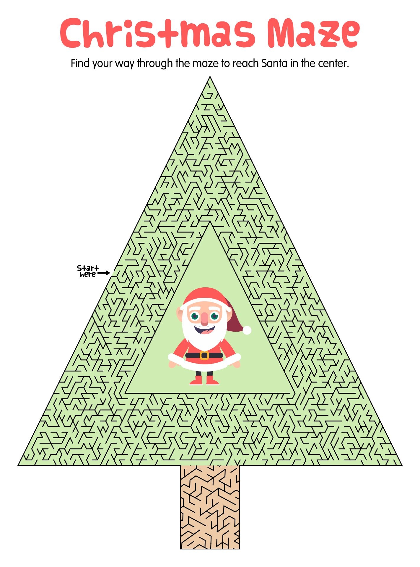 Christmas Tree Maze Hard 13 Free PDF Printables Printablee