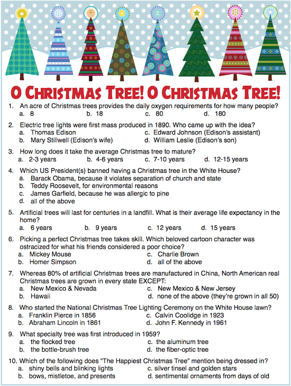 Christmas Tree Trivia Party Game Plus Lots More Free Printable Games