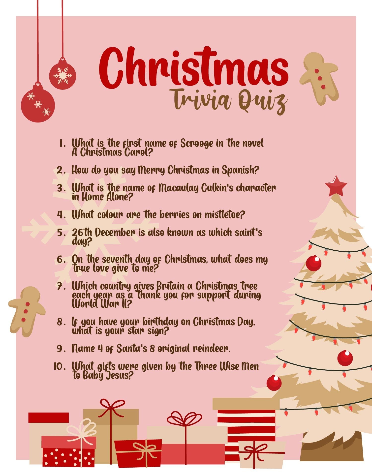 Christmas Trivia Questions 15 Free PDF Printables Printablee 