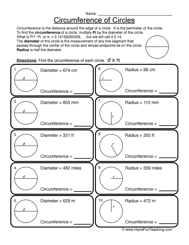 Circle Circumference Worksheet By Teach Simple