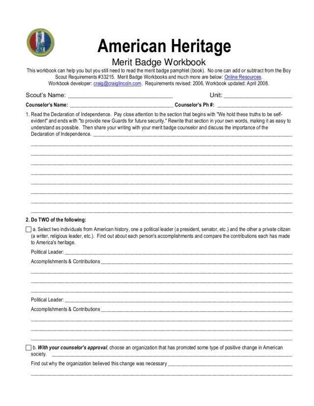 Citizenship In Society Merit Badge Worksheet Printable Calendars AT A 