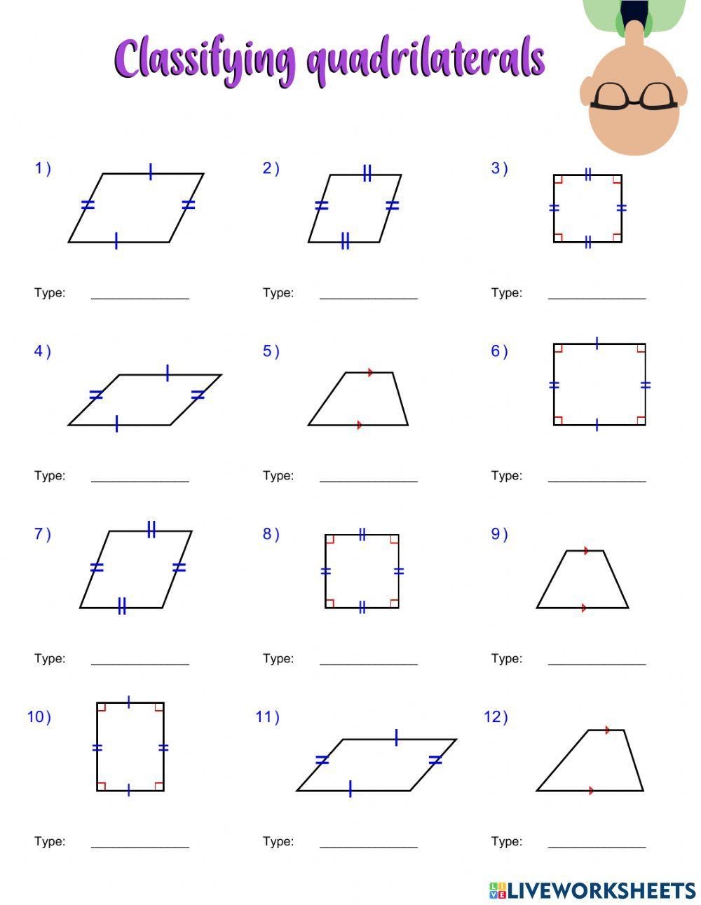 Classifying Quadrilaterals Activity Live Worksheets Worksheets Library