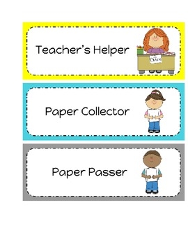 Classroom Helper Job Cards Printable