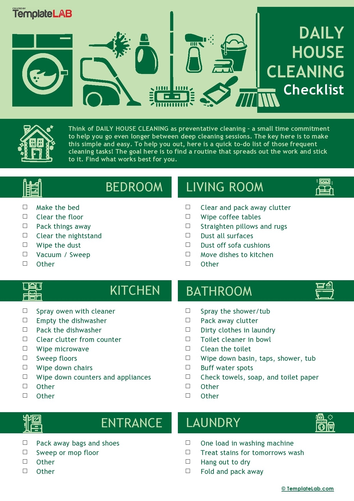 Clean House Checklist Printable