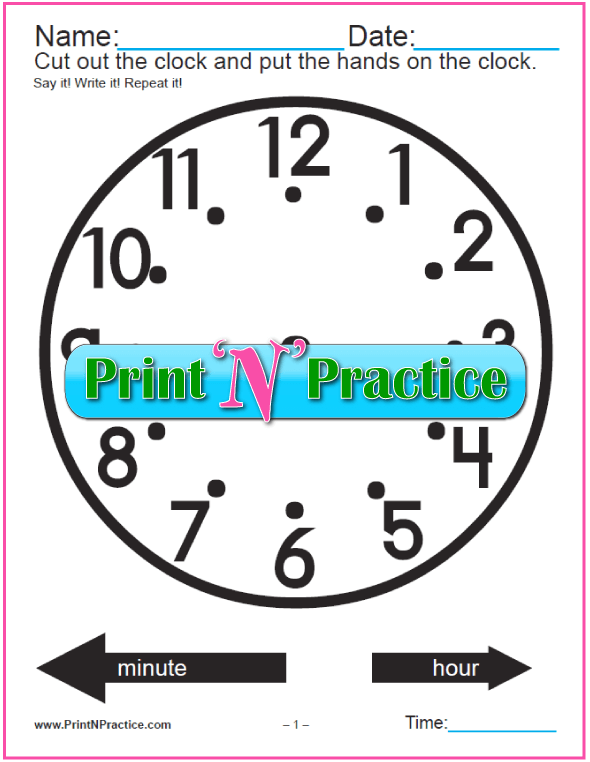 Clock Worksheet Printable Cut And Color Digital Analog