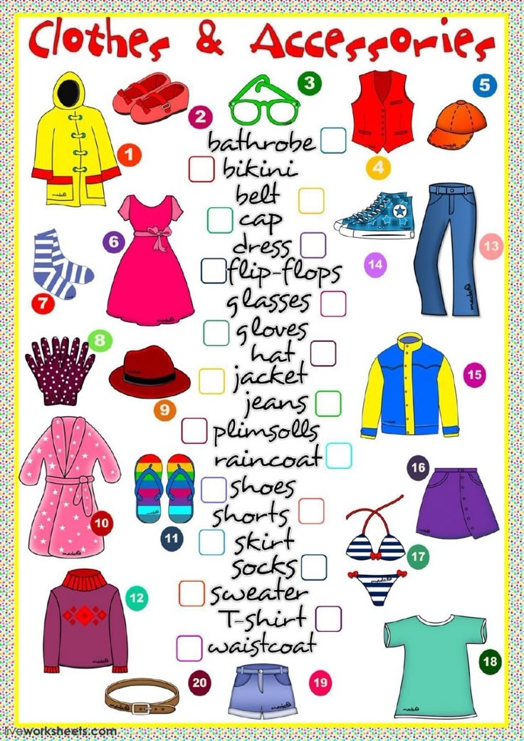 Clothes And Accessories Worksheet Clothes En Ingles Hojas De Ingl s 