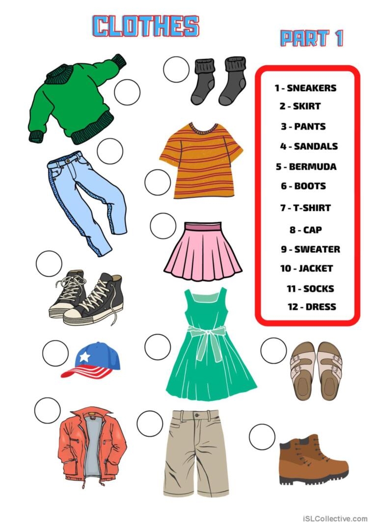 CLOTHES English ESL Worksheets Pdf Doc