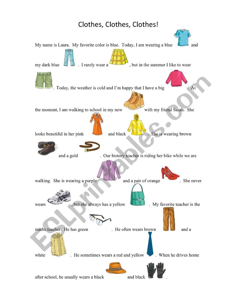 Clothes ESL Worksheet By Salah Othmani