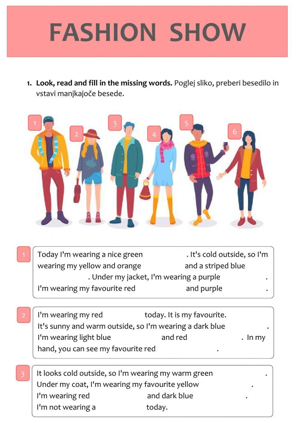 Clothes Fashion Show Worksheet Live Worksheets Worksheets Library