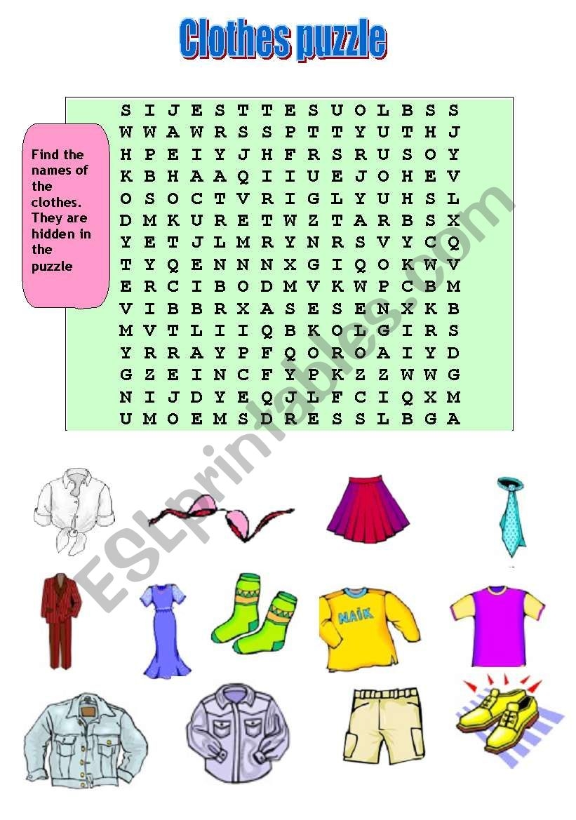 Clothes Puzzle ESL Worksheet By Braaijmakers