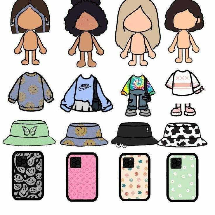 clothes printable toca boca paper doll