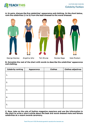 fashion worksheet esl
