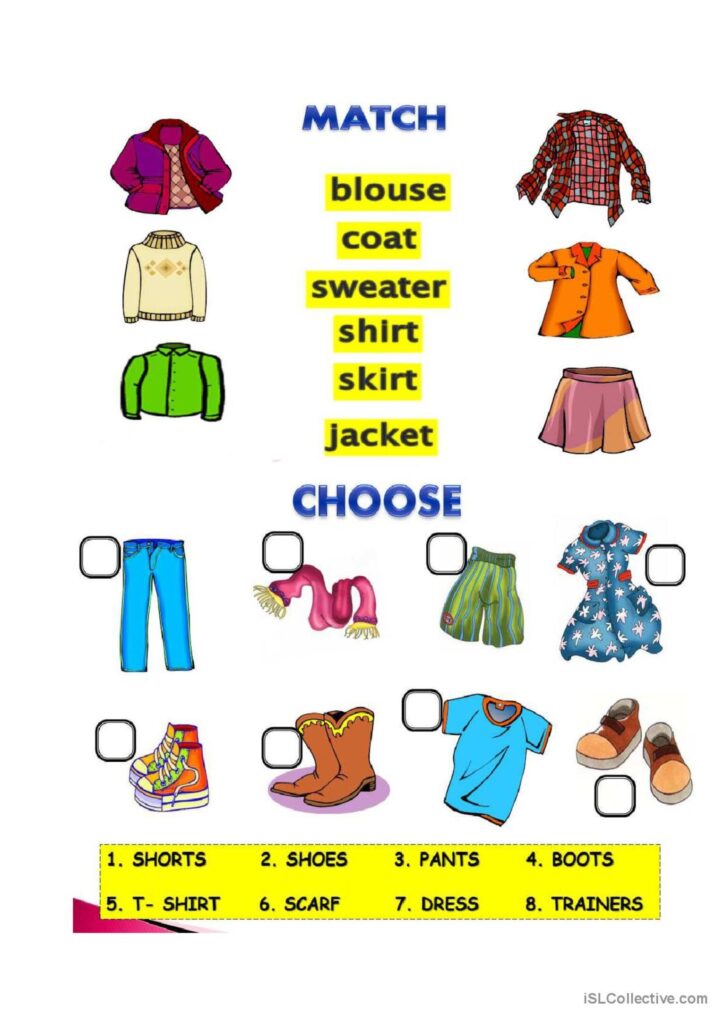 Clothes worksheet English ESL Worksheets Pdf Doc