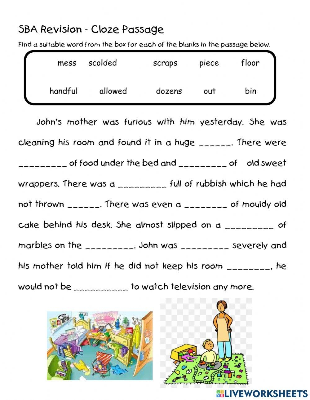 Cloze Worksheets Worksheets Library