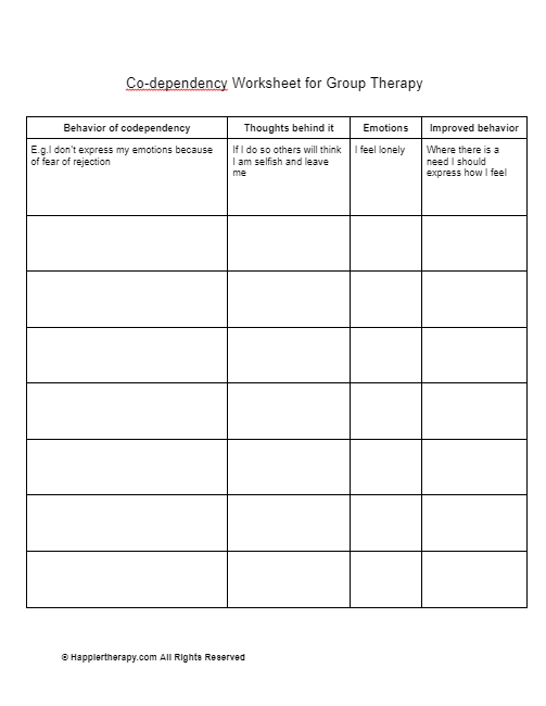 codependency worksheets