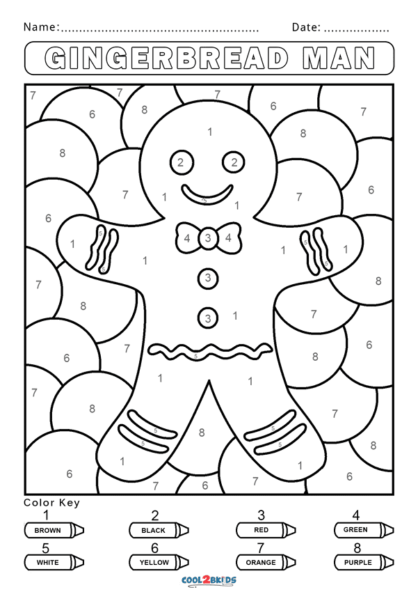 Color By Number Gingerbread Man Coloring Page Free Printable Coloring 