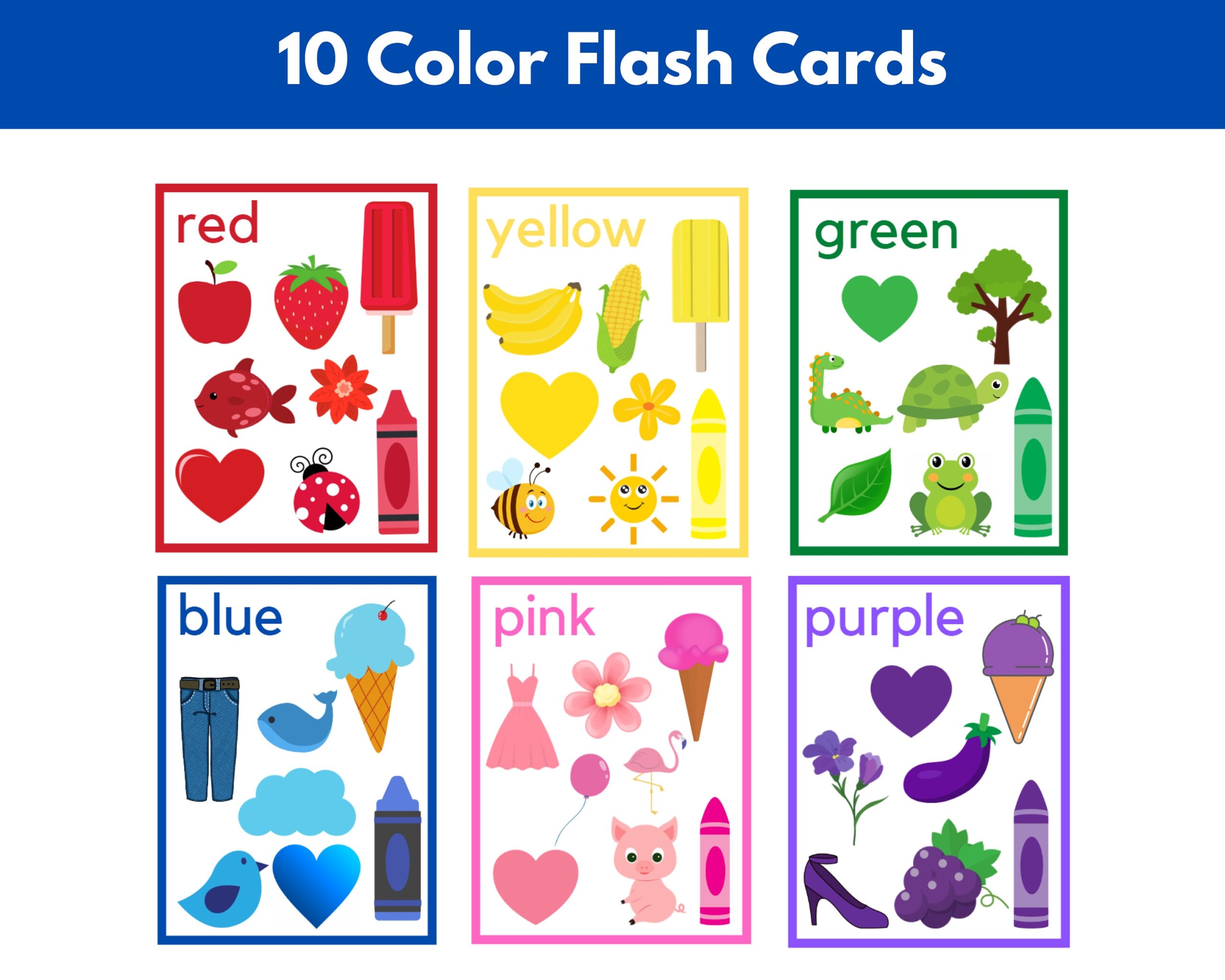 free printable color flash cards