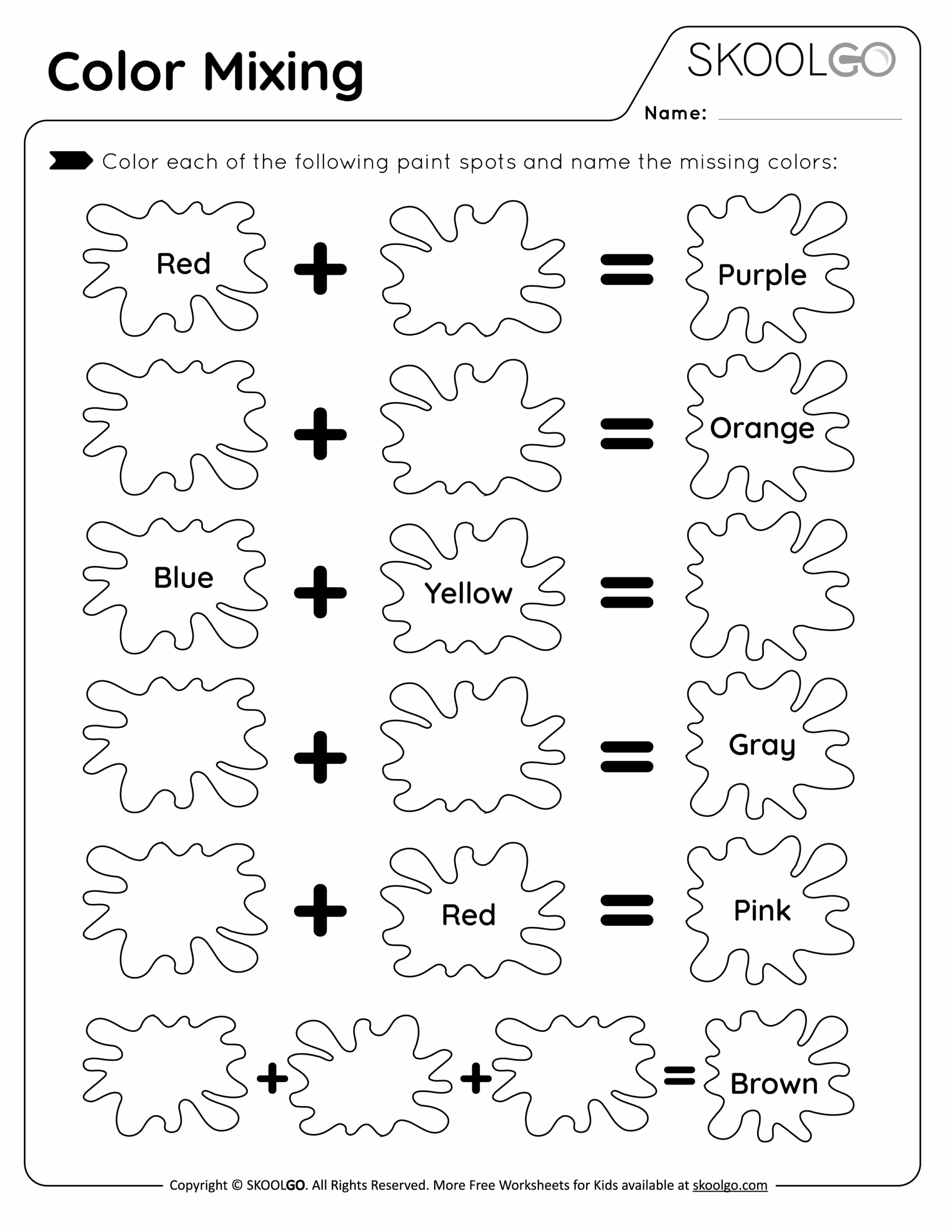 Color Mixing Free Worksheet SKOOLGO
