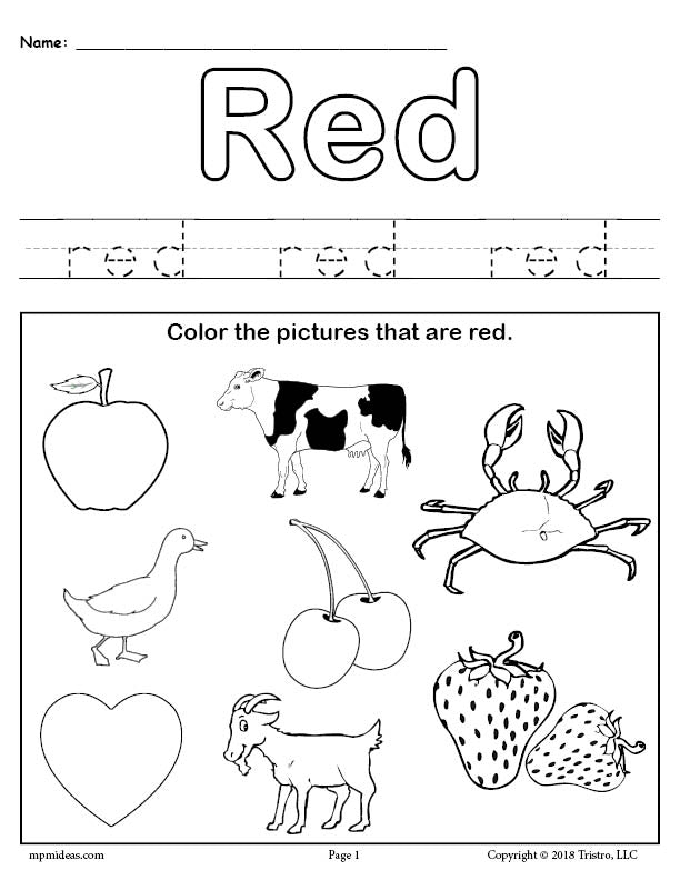 Color Red Worksheet SupplyMe Worksheets Library