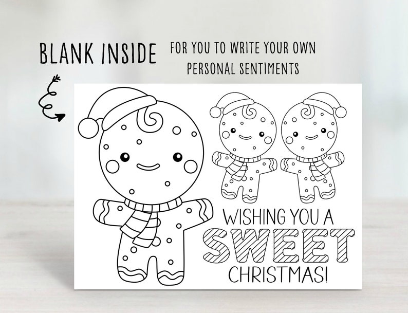 Color Your Own Christmas Cards Printable Christmas Coloring Etsy