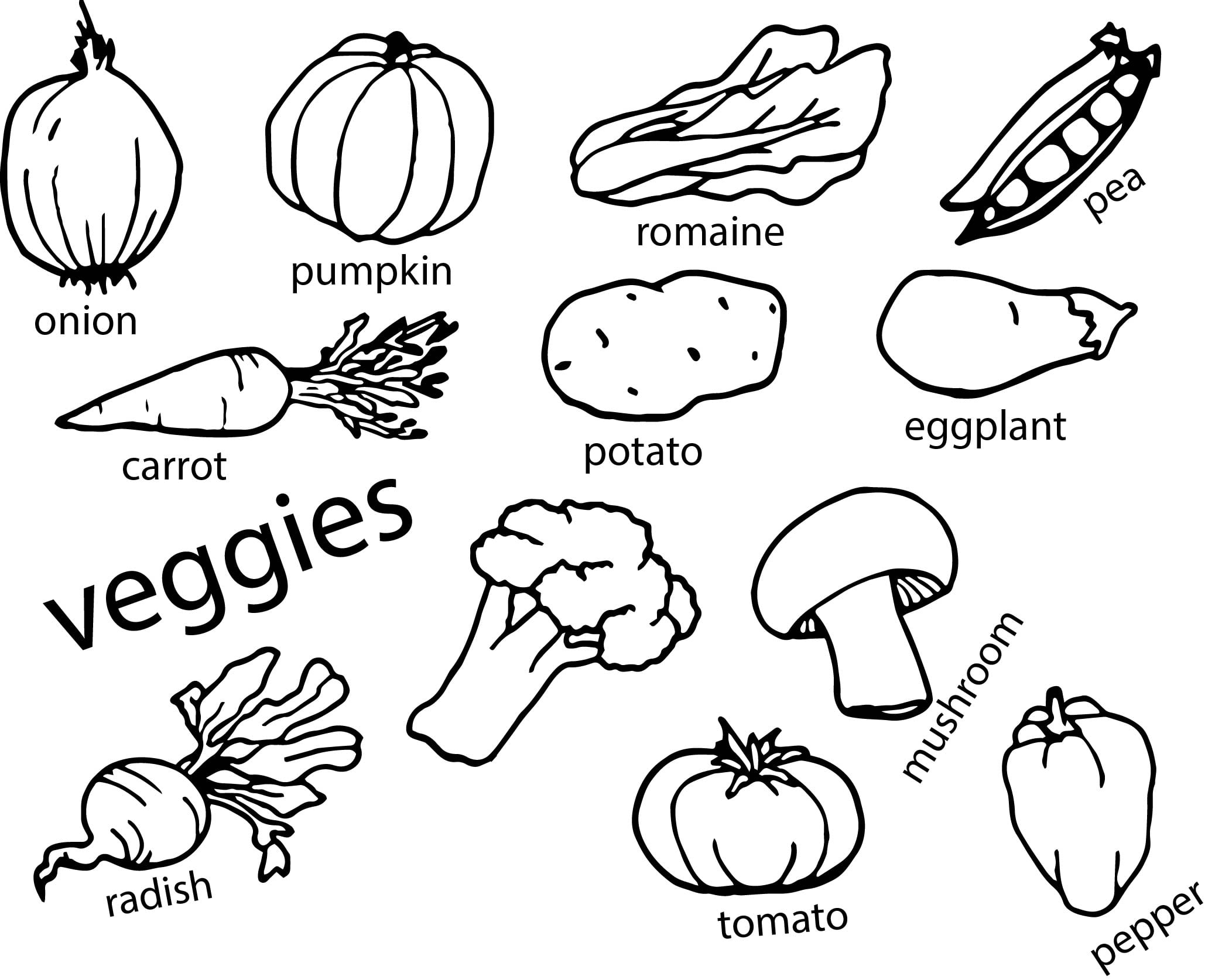 Coloring Fruits And Vegetables Worksheets