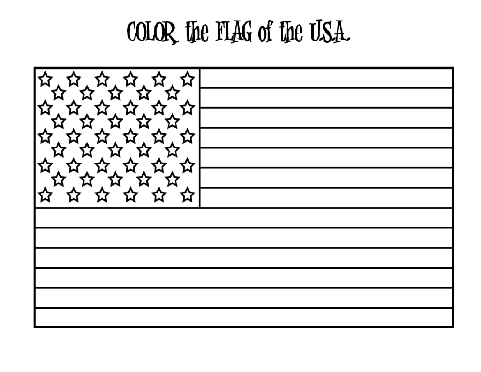 Coloring Page Usa Flag KECE ART