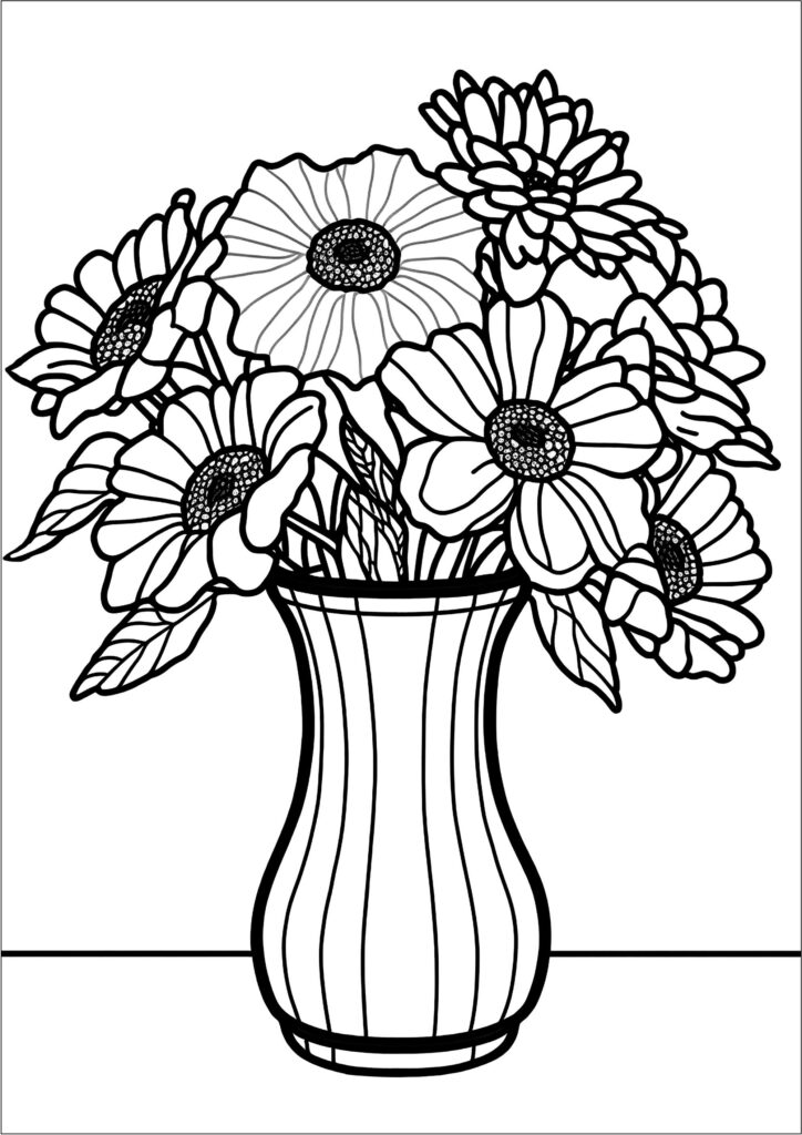 Coloring Pages Flowers Bouquet