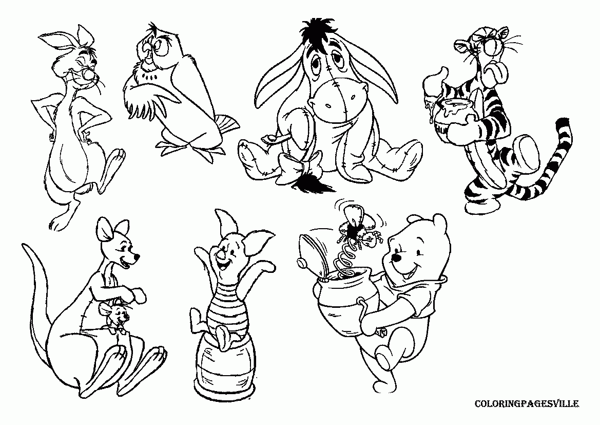 Winnie The Pooh Characters Coloring Pages