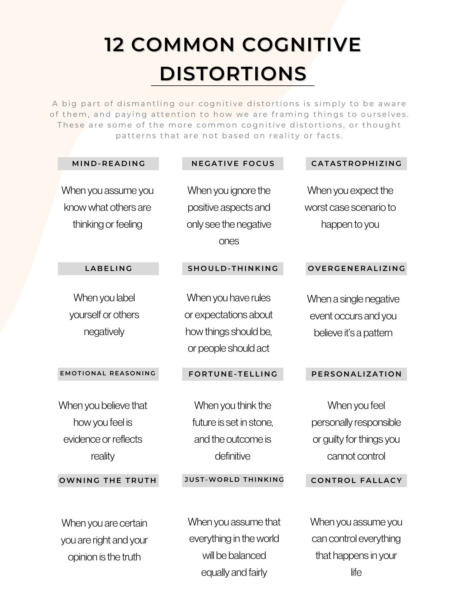 Common Cognitive Distortions CBT Etsy Cognitive Distortions 