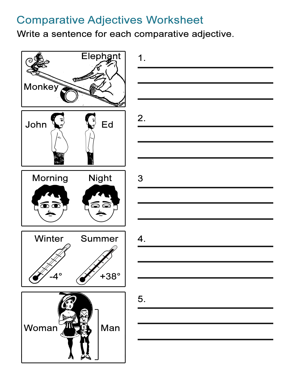 Comparative Adjectives Worksheet Write A Sentence ALL ESL