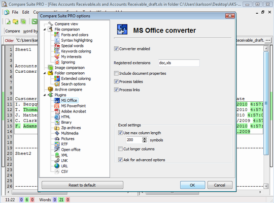 Compare Xls files Compare Suite