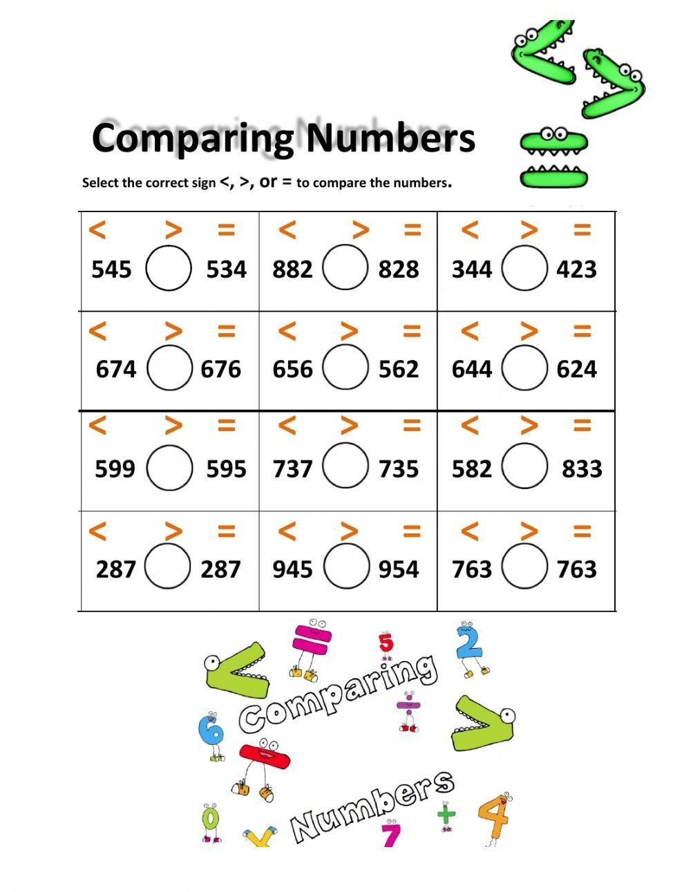 Comparing Numbers Worksheet Pack 2 And 3 Digit 2 Sheets 